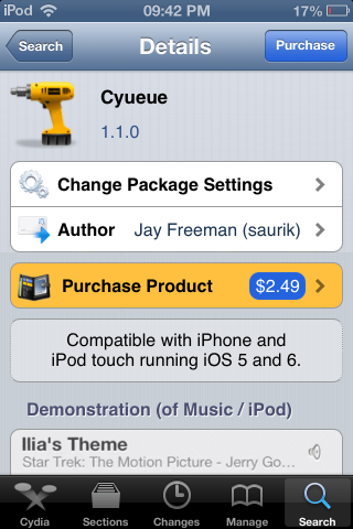 Cyueue Cydia tweak