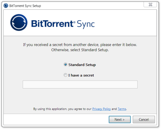 BitTorrent Sync Setup