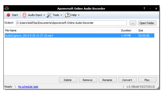 remove audio output apowersoft audio recorder