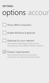 Splashtop 2 WP8 Settings