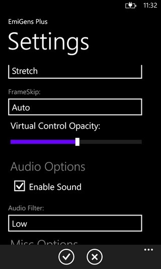 EmiGens Plus WP8 Settings