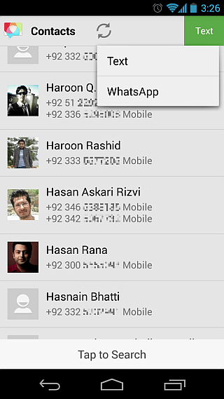 Disa for Android Contacts Text