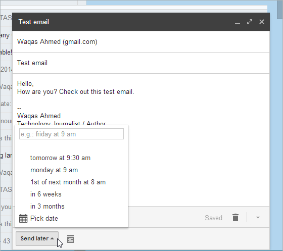 SndLatr Compose Gmail Messages Now And Send Them Later [Chrome]