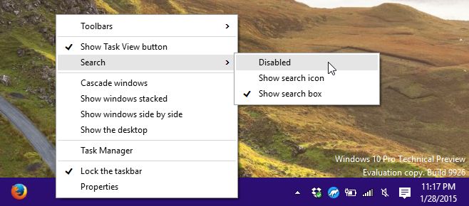 How To Remove Search Bar From Taskbar In Windows 10