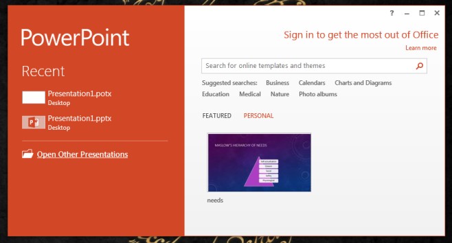 Get Custom Templates To Appear On The Start Screen In MS Office 2013