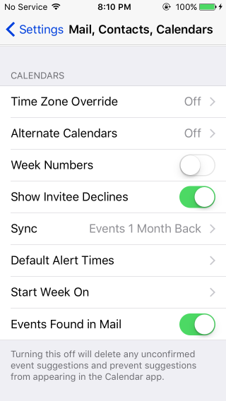 Exclude Mail Events From The Calendar App In iOS 9