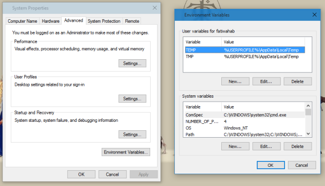 How To Edit System Environment Variables For A User In Windows 10