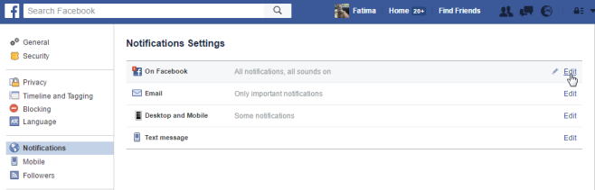 how to turn off email notifications in fb