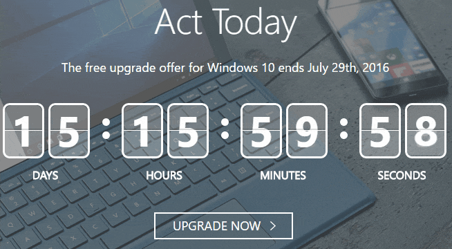 windows 10 upgrade timer