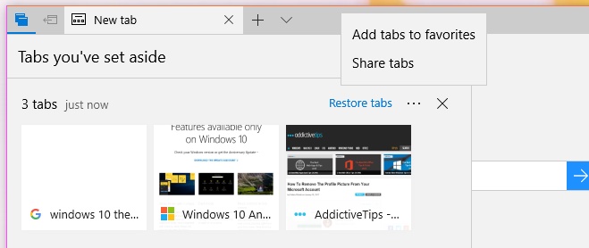 Как отложить вкладки в microsoft edge