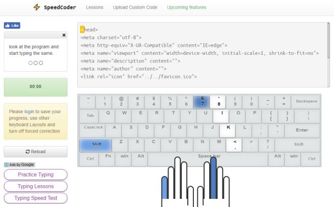 Type coding. Speedcoder. Typing Practice.