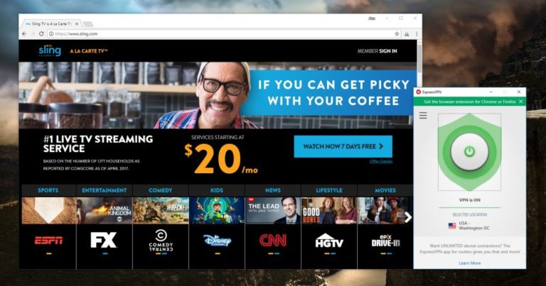does sling tv work with hola vpn
