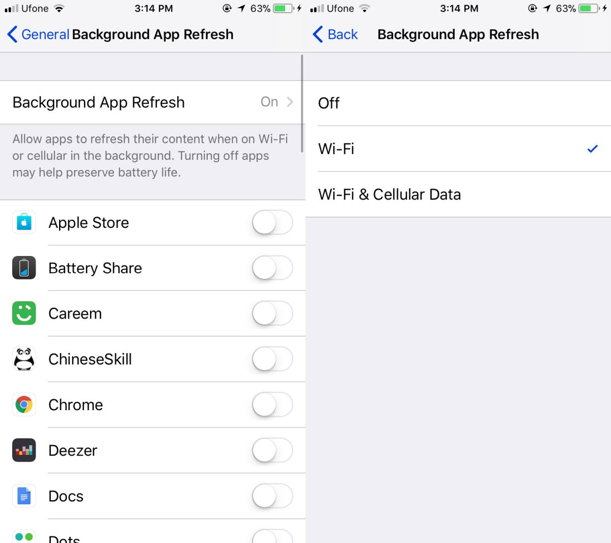 How To Disable Background App Refresh On Cellular Data In iOS 11