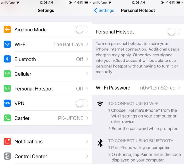 How To Change The iPhone Hotspot Password