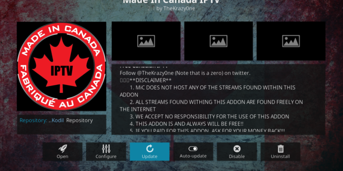 Made in Canada IPTV Information Screen