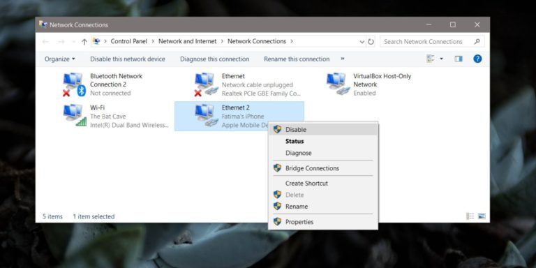 How To Disable An Ethernet Connection In Windows 10