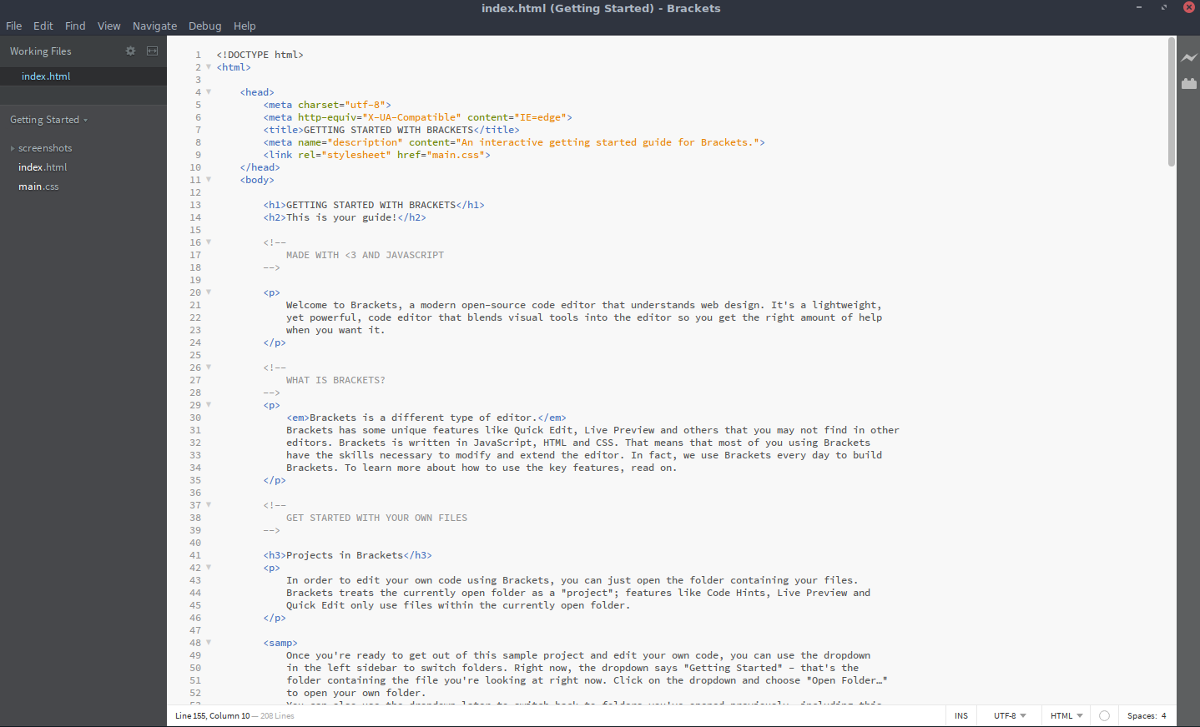 brackets text editor good tools