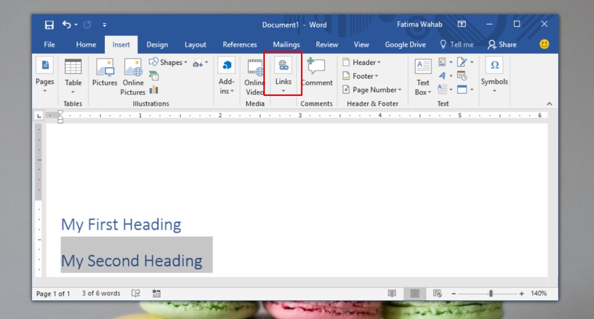 how do you create a hyperlink in word for the word document