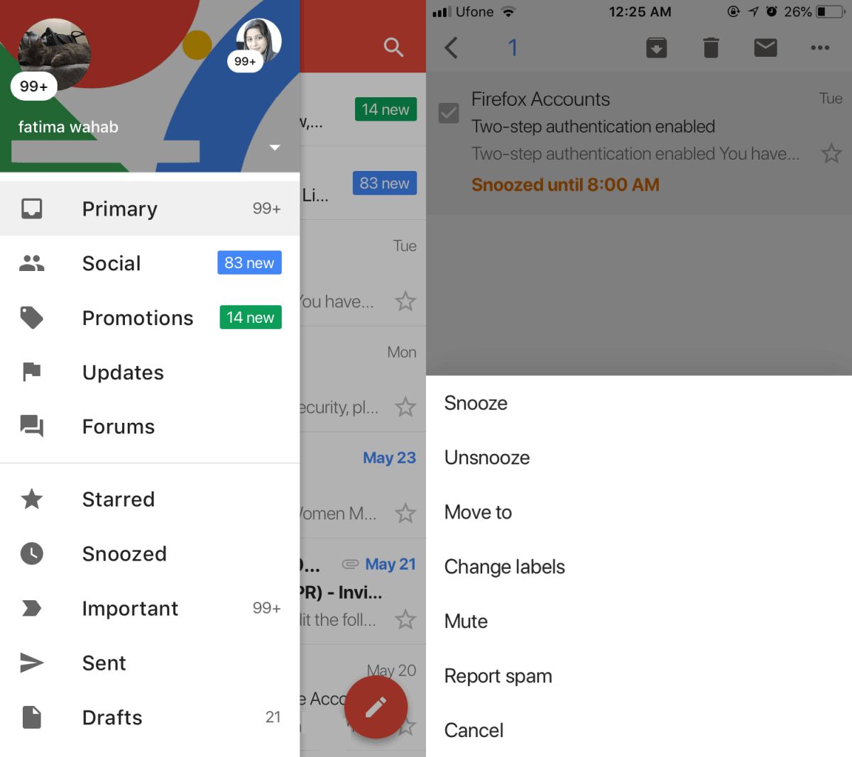 new gmail snooze missing