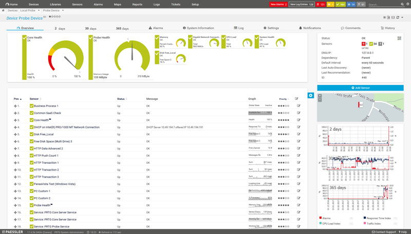 PRTG - Server Features Screenshot