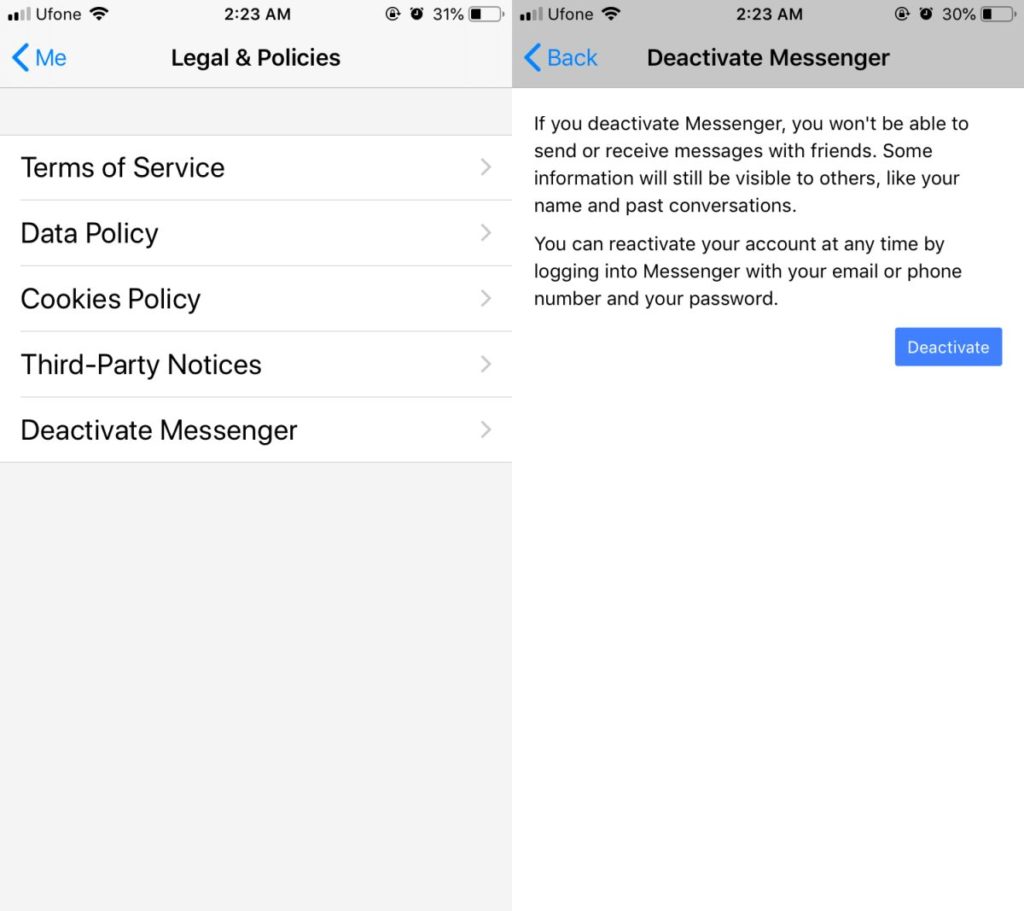 How To Deactivate Facebook Messenger