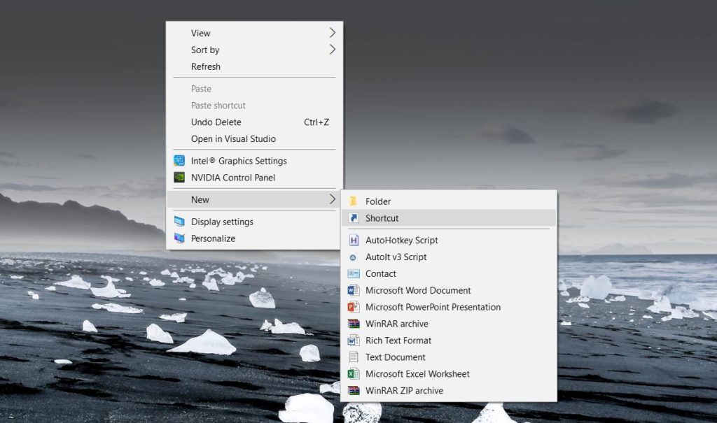 Desktop shortcut