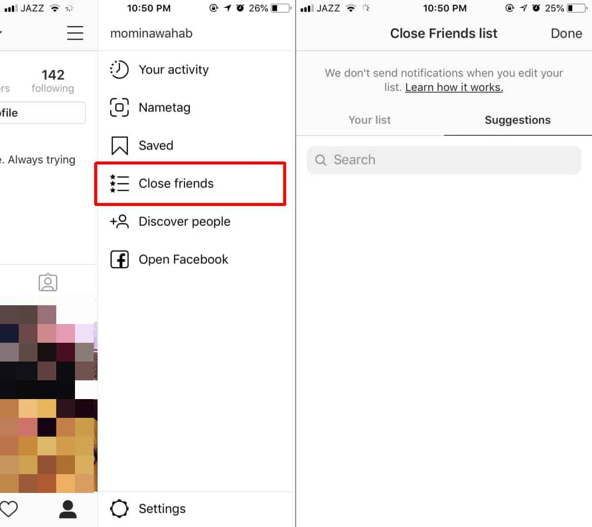 edit your close friends list in hindi