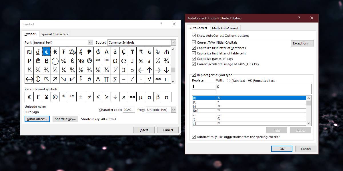 How to insert a symbol with a keyboard shortcut in MS Word