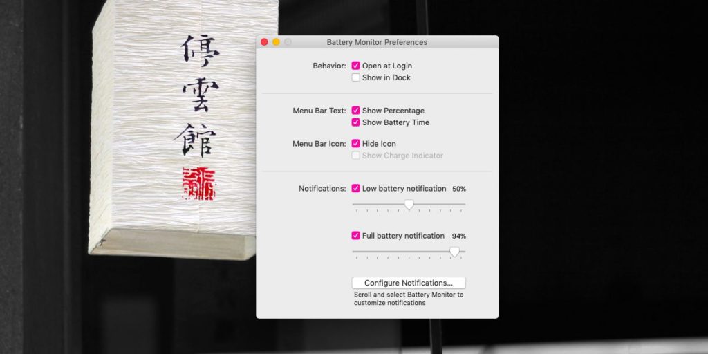 How to get low/full battery alerts on macOS