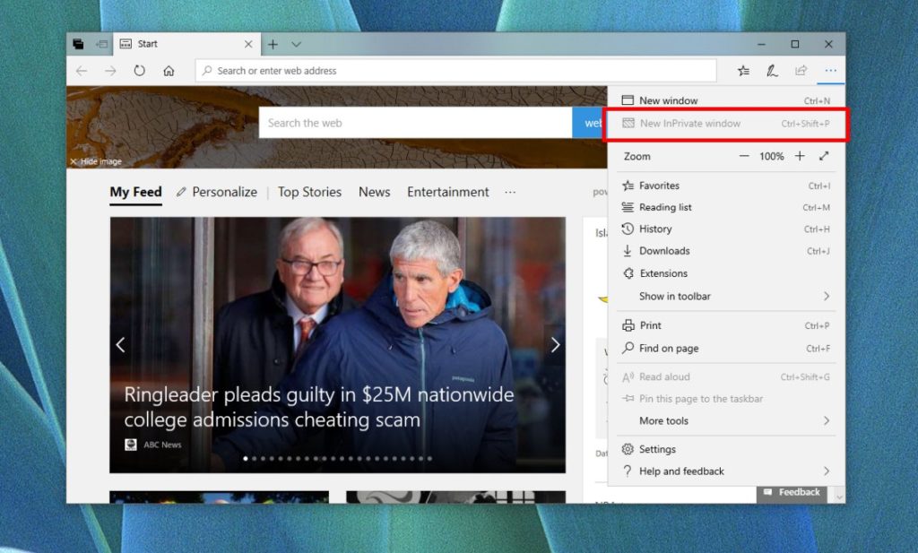 How to disable InPrivate browsing in Microsoft Edge on Windows 10