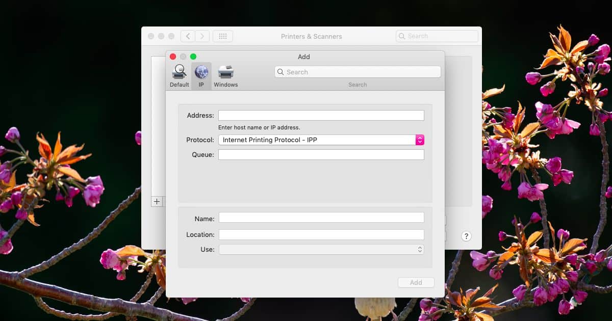 how to add a printer on a mac with department id