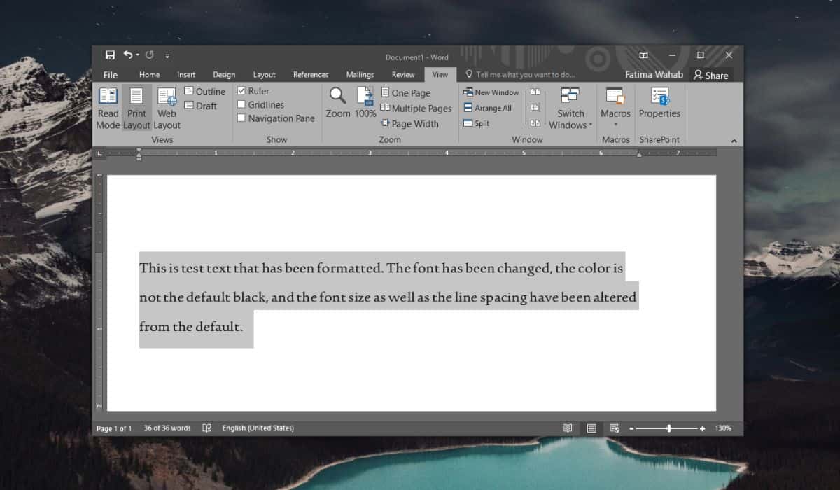 view text formatting in word 2013