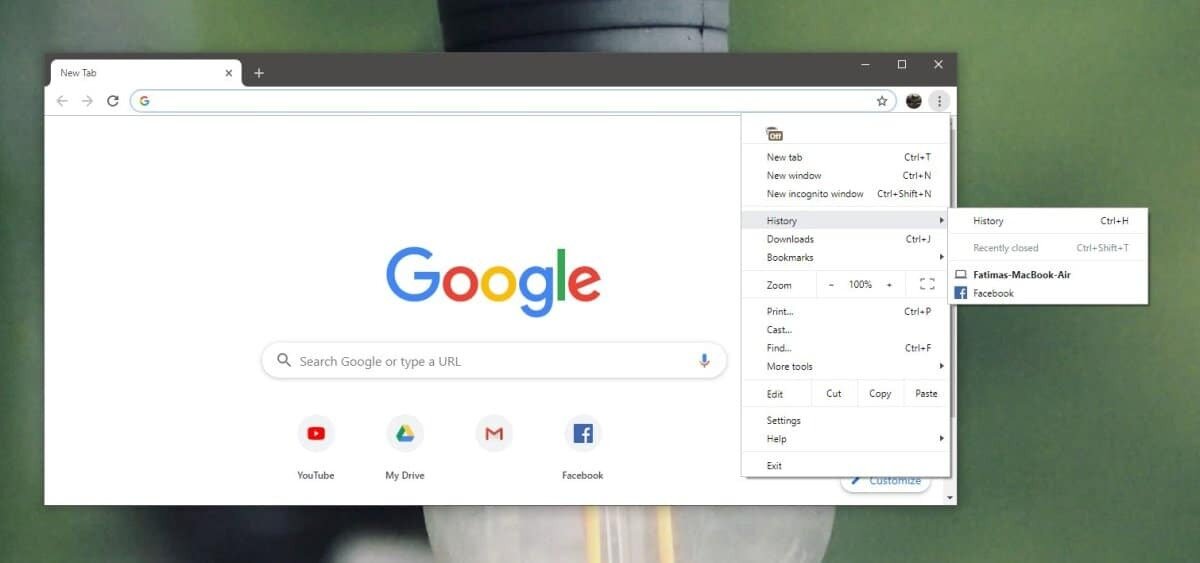 How to clear Recent tabs history in Chrome