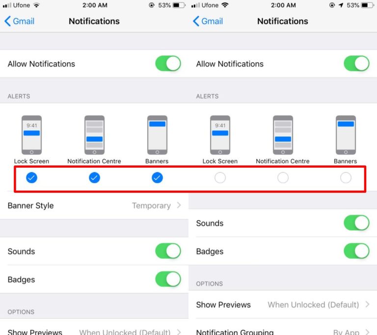 How to set sound only notifications for an app on iOS