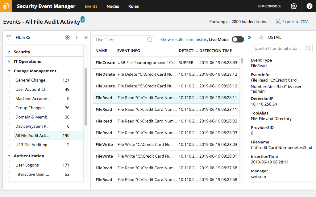 SolarWinds Security Event Manager Screenshot