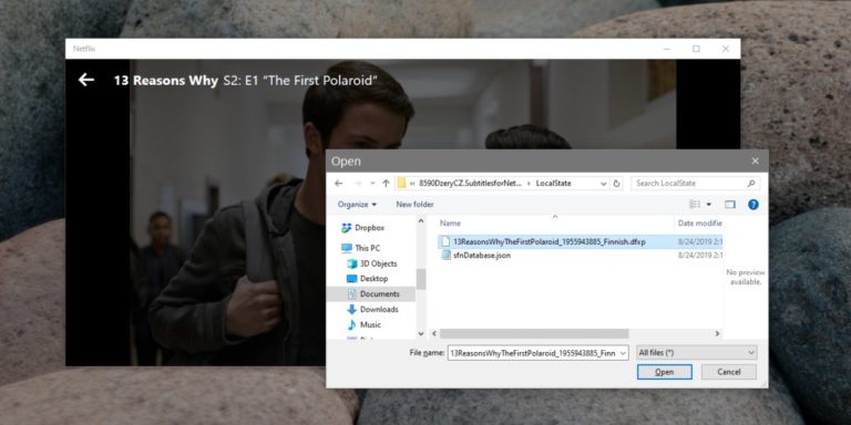 How to load external subtitles in Netflix UWP app on Windows 10