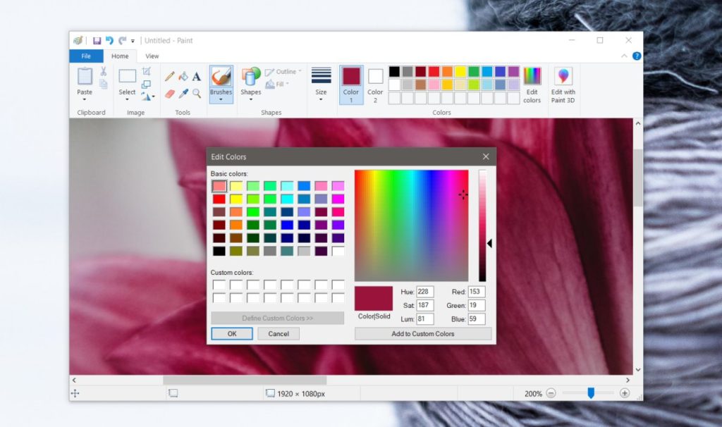 How to find the color code for an object on the desktop on Windows 10