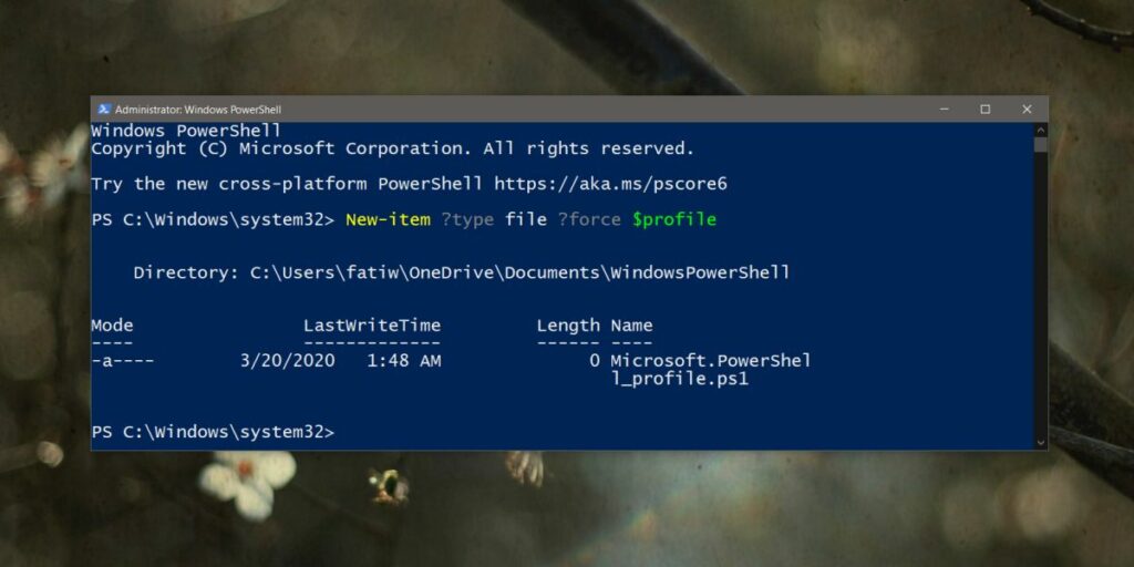 powershell default profile location