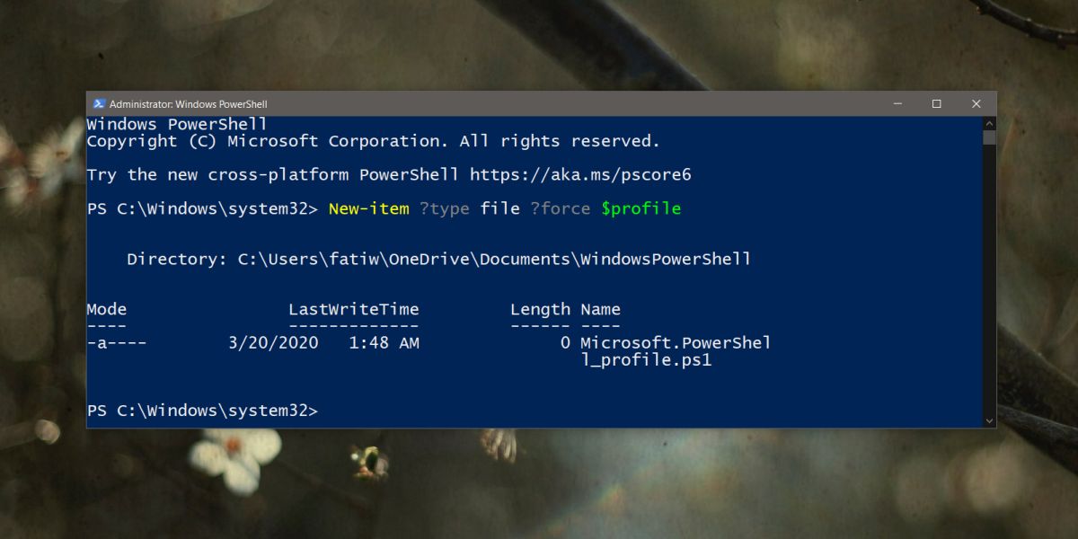 powershell profile file does not exist