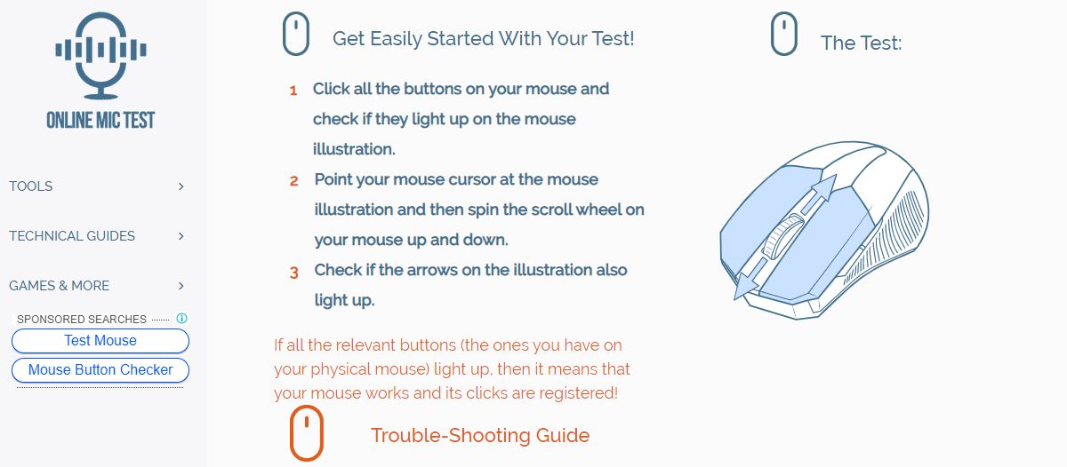 How test mouse buttons