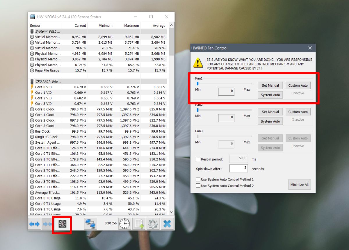 how to control fan speed with hwinfo