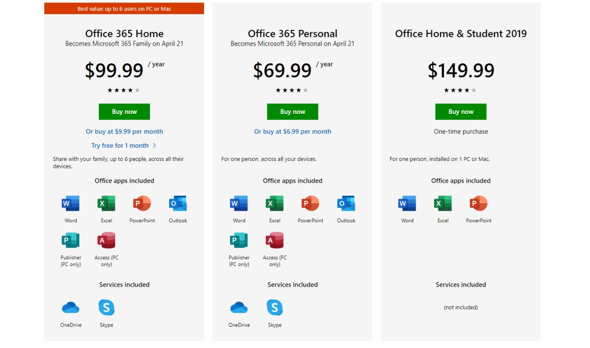 office 365 subscription plans