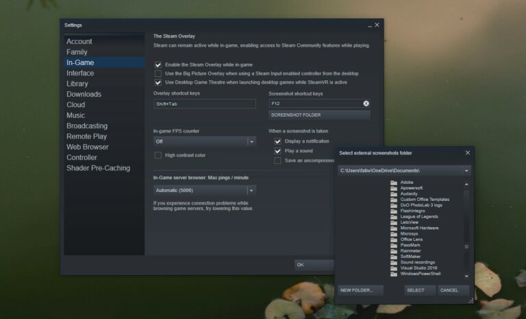 How to change the Steam screenshots folder on Windows 10