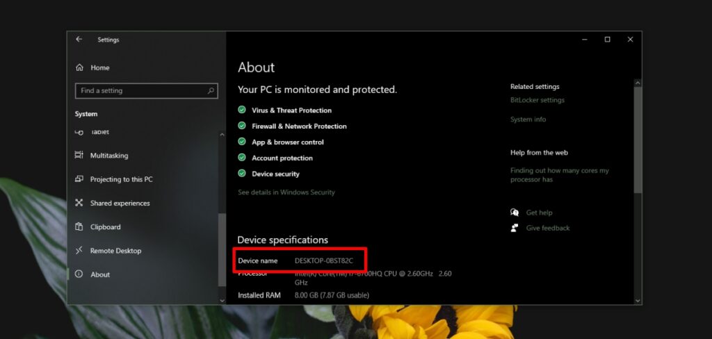 How to find the Computer name on Windows 10