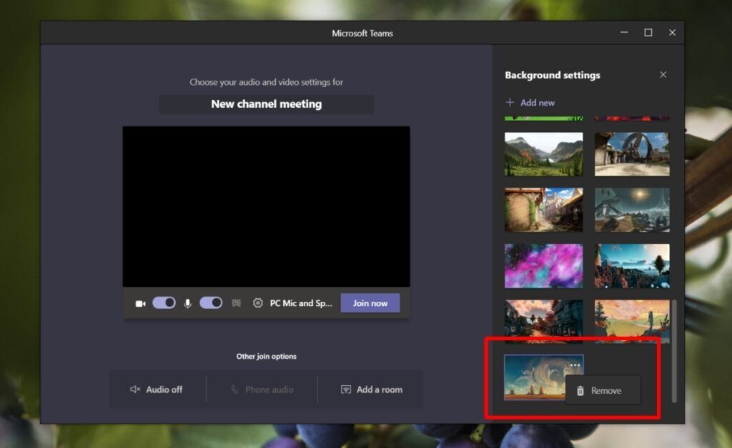how to remove background image from microsoft teams