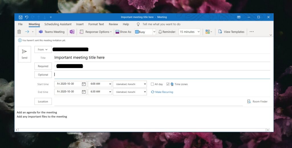 How to create and send a meeting invite from Outlook