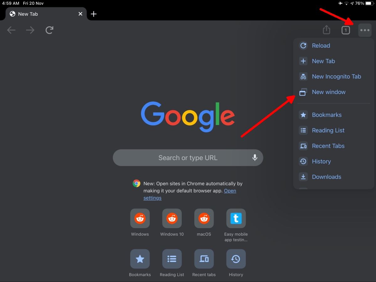 How To Open Multiple Chrome Windows On IPad