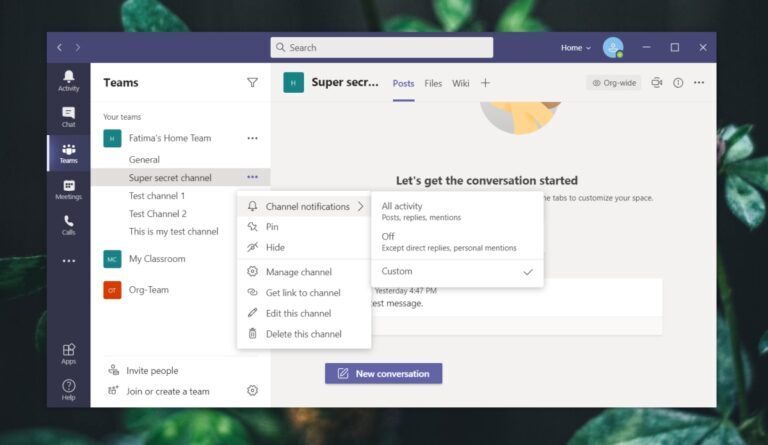 How to mute channel and message notifications in Microsoft Teams