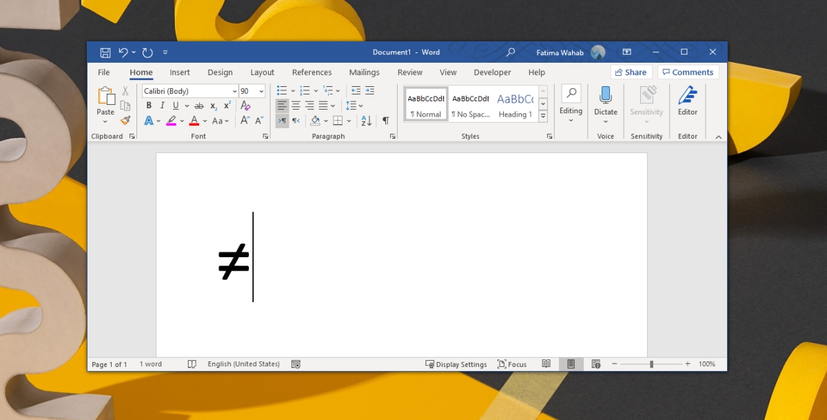 microsoft excel does not equal symbol