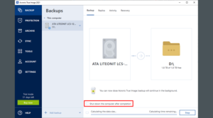acronis true image shutdown problem
